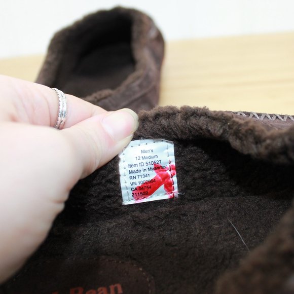LL BEAN Brown Suede Slide On Open Heel Mountain Slipper Scuffs Size 12 M - Picture 7 of 9